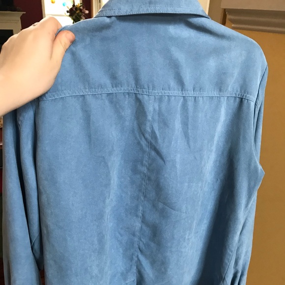 Blue Microsuede Button Up - Picture 2 of 4